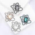 Orbital Crystal Frame Brooch in Green Clear Champagne or Gray view 1