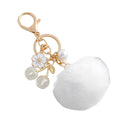 Faux Fur Pom Keychain with Cherry Blossom Charm and Glitter Cherry Beads view 5