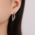 Geometric Diamond U Shape Stud Earrings Hammered Ribbed view 3