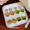 Gradient Square Resin Stud Earrings In Brown And Green view 1