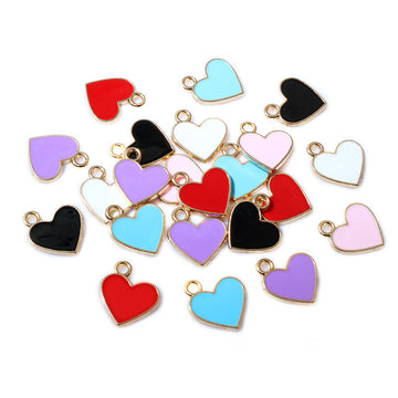 Small Enamel Heart Alloy Charms in Seven Color Options