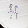 Pink Leaf Pearl Drop Ear Cuffs and Silver Bow Ear Cuffs view 7