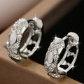 Cross Pave Openwork Huggie Hoop Earrings Gold White Tone view 6