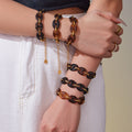 Resin Link Bracelet in Black Mixed Brown and Amber Colorways view 2