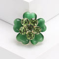 Layered Five Petal Flower Brooch With Crystal Center in Four Colors view 7