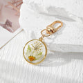 Round Resin Dried Flower Keychains Gold Clasp 8 Colors view 3