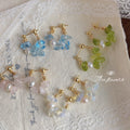 Gold Tone Blue Glass Chip And White Pearl Cluster Hook Earrings view 1