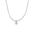 Silver Chip Bead White Pearl Drop Choker Necklace Piece view 5