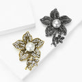 Crystal Lily Brooch With Pearl Center and Branch Drop view 2