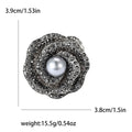 Rhinestone Rose Flower Brooch Pearl Center Two Color Styles view 7