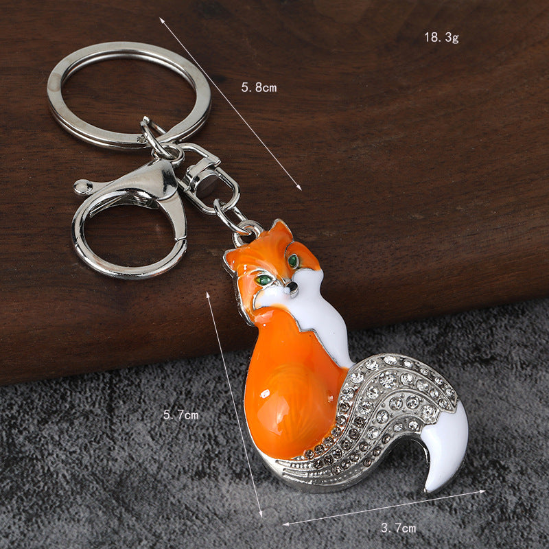 Cute Enamel Fox Alloy Keychain Bag Charm Gift Accessory