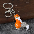 Fox Metal Keychain With Faceted Stones, Split Ring And Lobster Clasp view 2