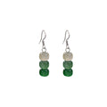 Green Gradient Three Bead Stack Drop Earrings Silver Hooks view 5