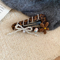 Leopard Print Snap Clip Pearl Bow and Brown Flower view 6