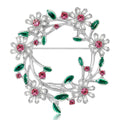 Floral Crystal Wreath Brooch in White and Yellow for Jackets and Scarves view 2