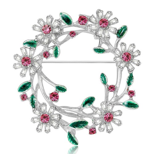 Angled view showing green enamel leaves crystals and white or yellow petals