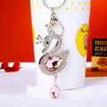 Double Sided Crystal Swan Keychains in White Black Violet Pink and Assorted view 9