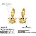 Gold and Silver Tone Pave Crab Charm Hoop Earrings view 9