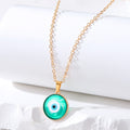 Gold Tone Small Round Resin Evil Eye Pendant Necklaces view 9