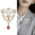 Ornate Pearl and Crystal Drop Brooch with Teardrop Dangle view 3