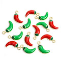 Red and Green Chili Pepper Enamel Charms in Two Tones view 2