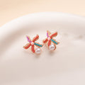 Colorful Beaded Starfish and Pearl Look Drop Stud Earrings view 4