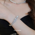 Silver Crystal Floral Necklace or Bracelet with Pearl Strand Details view 4