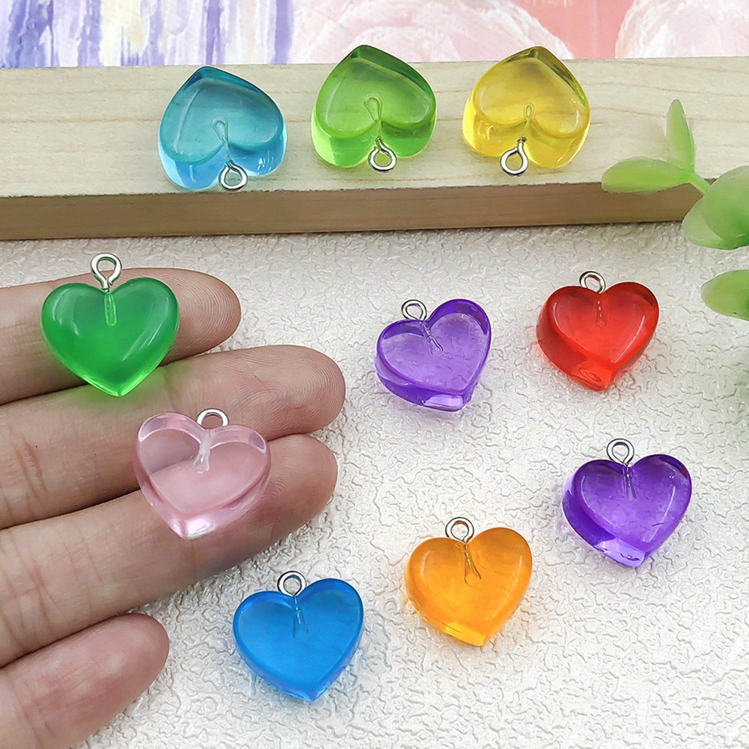 Transparent Acrylic 3D Heart Charm Pendant for DIY Earrings Bracelet Necklace Jewelry