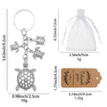Antique Silver Sea Turtle Family Metal Keychain Charm view 3