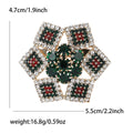 Gold Green Red Rhinestone Five Point Star Brooch Pin view 5