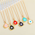 Gold Tone Ornate Teardrop Evil Eye Pendant Necklaces in Six Colors view 1