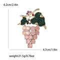 Crystal Grape Cluster Brooch with Green Leaves in Four Colors view 7