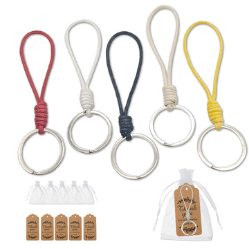 Braided Cord Loop Key Ring Five Color Split Keychain