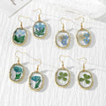 Irregular Gold Frame Dried Flower Resin Earrings 4 Styles view 1