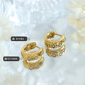 Moon Star Eye Motif Huggie Hoop Earrings Gold Steel view 2
