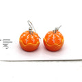 Silver Tone Realistic Mandarin Orange Fruit Hook Earrings view 3