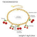 Red Cherry Charm Necklace and Bracelet in Gold Tone view 6