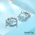 Silver Tone Blue Enamel Turtle Huggie Hoop Earrings view 4
