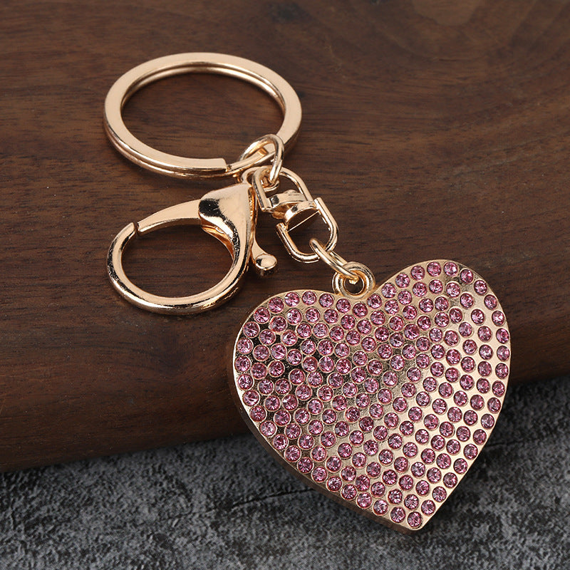 Rhinestone Heart Keychain for Couple Gift Bag Charm and Car Keys