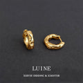 Gold Irregular Wavy Huggie Hoop Earrings Thick Metal Pair view 1