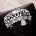 Silver-Tone Cuban Chain Finger Ring With Pave Cubic Zirconia view 4