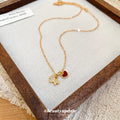 Gold Tone Puppy and Red Heart Pendant Necklace Jewelry Design view 3