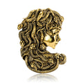 Textured Medusa Profile Brooch in Two Metallic Tones view 5