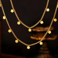 Gold Flower Charm Curb Chain Necklace Multi Pendant Design view 2
