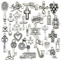 Antique Silver Cross and Wine Glass Metal Charms with 32 Listed Options view 6