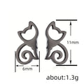 Open Cat Stud Earrings in Four Metallic Tone Finishes view 4