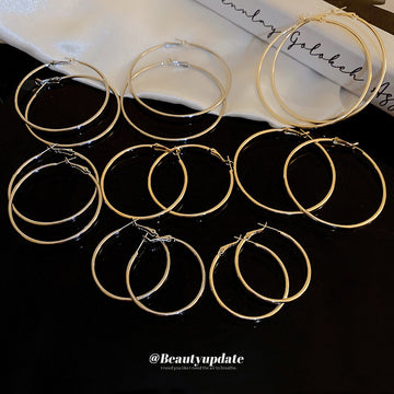 Minimal Thin Round Hoop Earrings in Gold and Silver