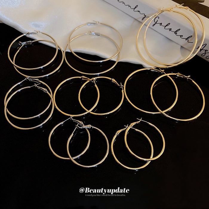 Minimal Thin Round Hoop Earrings in Gold and Silver