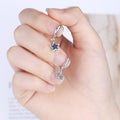 Silver Tone Linked Double Huggie Star Clear Stone Earrings view 3