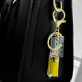 Acrylic Pencil And Notebook Charm Keychain With Yellow Suede Tassel view 2